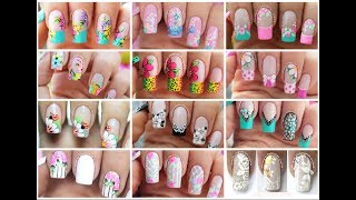 ♥ COMPILACIÓN de DISEÑOS de UÑAS FLORES ♥ Deko Uñas [upl. by Rudelson]