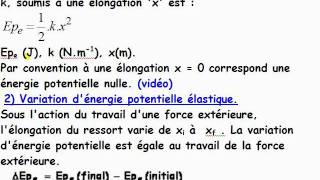 cours TS  mécanique  énergie potentielle élastique dun ressort [upl. by Hobbie]