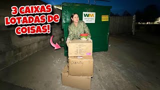 Dumpster diving Caixas lotadas de coisas [upl. by Ydrah709]