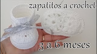 zapatitos a crochet para bebe tejido 3 a 6 meses [upl. by Dorison]