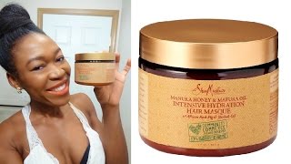 Shea Moisture Manuka Honey amp Mafura Oil Intensive Hydration Hair Masque Review [upl. by Candace593]