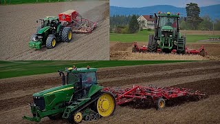 John Deere 8520T with Väderstad Swift 560 amp JD 7530 with Väderstad Spirit 600c [upl. by Schuman751]