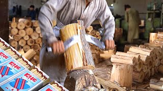 Awesome Way They Produce Billions of Matchsticks From Tree Trunk [upl. by Dyob]