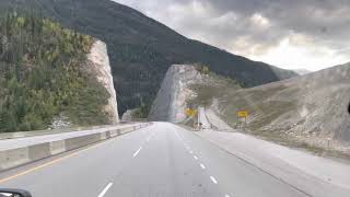 Dangerous drive Hwy 1 Alberta to BC near Golden BC  gets real interesting at the six min point [upl. by Yecal192]