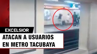 Momento exacto del ataque a usuarios en Metro Tacubaya CDMX [upl. by Wurster]