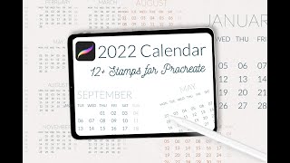 2022 Calendar grid stamps for Procreate [upl. by Manella46]