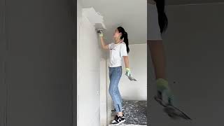 How to Prepare Tiles Wall ​ Wall paint​ Fast amp Beauty part 6039 [upl. by Hasheem]