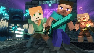 Warden vs Piglins FIGHT  Alex And Steve Life  Minecraft Animation [upl. by Alohs53]