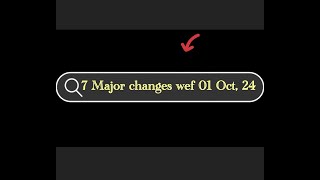 Imporant changes wef 01 October 2024  Recent chnages you must know  Kya naye Tax changes Oct 24 [upl. by Kcirrag]