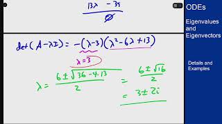 Differential Equations  Eigenvalues and Eigenvectors  Complex Example [upl. by Airdnassac]