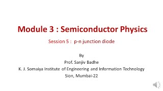 Semiconductor Physics Session 5 pn junction diode [upl. by Adev]