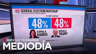 Una nueva encuesta nacional coloca a Harris y Trump en un completo empate  Noticias Telemundo [upl. by Larimore495]