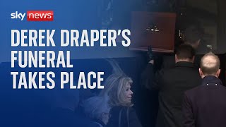 Watch Elton John Tony Blair and Richard Madeley attend Derek Drapers funeral [upl. by Shurlock]