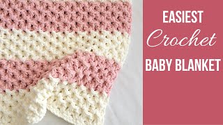 Easiest Crochet Baby Blanket 1 Row Repeat [upl. by Ytok178]