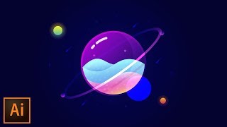 Glass Planet Vector Illustration – Adobe Illustrator Tutorial [upl. by Rehpretsirhc]