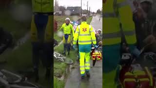 💥 HUGE CRASH That’s one wet road ⛈️ cycling roadrace HomeofCycling peloton GPMonsere [upl. by Merceer]