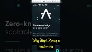 Why Aleph Zero is a must watch azero cryptoaleph zeroaleph zero tokenazero token [upl. by Nareik]