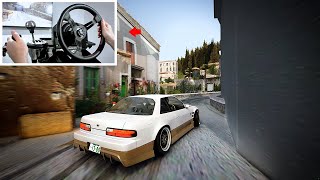 Assetto Corsa Drifting Tight Rally Stage in Origin PS13  4K Gameplay wSteering Wheel [upl. by Thibaud]