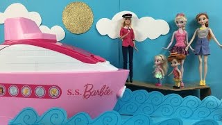 Cruise Ship Elsa amp Anna board Barbies Cruise Ship Adventure Swimming Pool Slide Buffet amp Candy [upl. by Ainaznat]