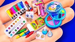 36 Barbie Hacks  DIY Miniature School Supplies Cosmetics and more Mini things for Dolls [upl. by Ynohtnaeoj861]