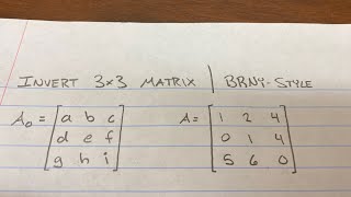 Invert 3x3 Matrix BRNYStyle [upl. by Hgielah]