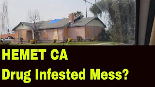 Hemet San Jacinto CA 2nd  Homeless  wrecked homes  filth  drugs [upl. by Heins344]