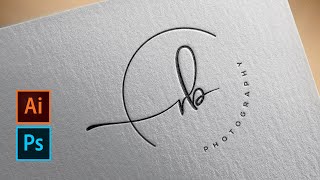 How to signature logo Design  Illustrator cc 2020  How to Signature Brush Preset  Photoshop [upl. by Kutzer958]