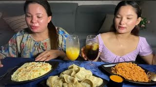 2 spicy 🥵ramen chicken momo white sauce spaghetti 🍝 mukbang [upl. by Belinda495]