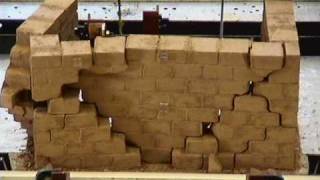 Unfired clay brick earthquake test  Initial test [upl. by Ecyarg]