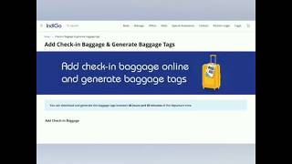 INDIGO  How to generate baggage tags online [upl. by Stanwood386]