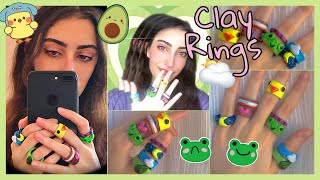 Kilden yüzük yapalım  DIY PINTEREST CLAYCHUNKY RINGS🐸🐤🥑🌙☁️💗 [upl. by Ytsirc]