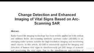 Change Detection and Enhanced Imaging of Vital Signs Based on Arc Scanning SAR [upl. by Tymes]