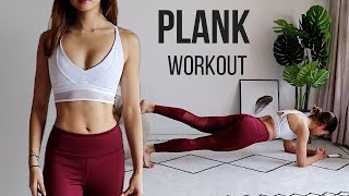 BEST PLANK WORKOUT FOR SMALLER WAIST FLAT ABS amp FULL BODY FAT BURN 10 Variations [upl. by Kimon]