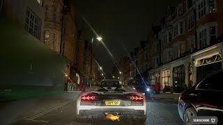 CAPRISTO EXHAUST LAMBORGHINI AVENTADOR S WAKING UP LONDON Loud Accelerations amp FLAMES [upl. by Scholem571]