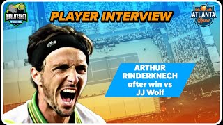 🎾Arthur Rinderknech after win vs JJ Wolf  ATP Atlanta Open 2024 [upl. by Assirol]