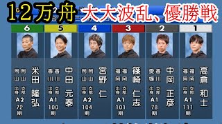 【若松競艇優勝戦】大大波乱12万舟①高倉②中岡③篠崎仁④宮野⑤中田⑥米田 [upl. by Aryahay123]