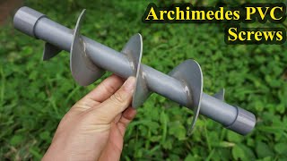 DIY Make Archimedes screw with PVC pipe Archimedes Turbine  Archimedes Pump [upl. by Wieche]