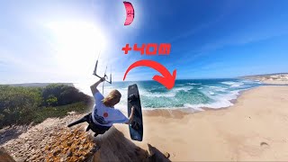 Crazy Kitesurfer jumps off a HUGE cliff with a Kite [upl. by Haik]