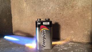 Melting A 9V Alkaline Battery  Explosion [upl. by Cromwell972]