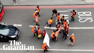 Man attacks Just Stop Oil protesters obstructing London road [upl. by Drice]