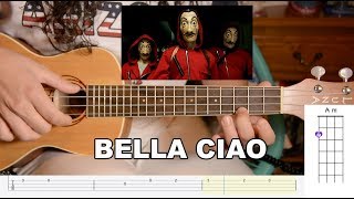 Bella Ciao La casa de papel UKELELE TAB  Acordes TUTORIAL FACIL [upl. by Kcirevam]