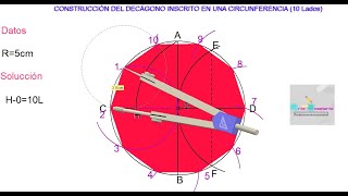 Decágono regular inscrito en una circunferencia [upl. by Malkah]