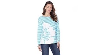 DG2 by Diane Gilman Striped Tee with Appliqu Print Flower [upl. by Gabel790]