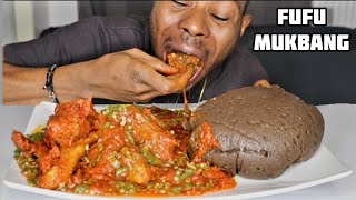 Amala And Okra Stew With Chicken  African Food Challenge  Speed Eating Show [upl. by Roy]