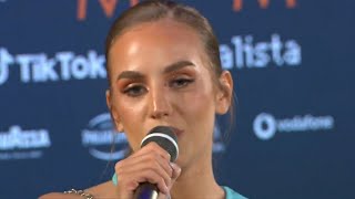 Andromache sings quotElaquot acapella LIVE from the Press Conference  Eurovision 2022 Cyprus🇨🇾 [upl. by Ruthe]