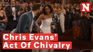 Chris Evans Helps Regina King Onto Oscars 2019 Stage And Viewers Loved It [upl. by Risteau]