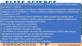 1ESPHYSIQUE 2e exercice de synthèse en calorimétrie pour taider à mieux comprendre😊 [upl. by Jary]