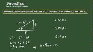 Cotangente secante y cosecante en un triángulo rectángulo Ejercicio 5 de 5 [upl. by Arun]