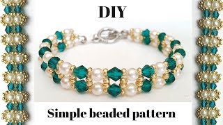 Elegant Beaded Bracelet  Diy Jewelry Making Tutorial [upl. by Ahsinek446]