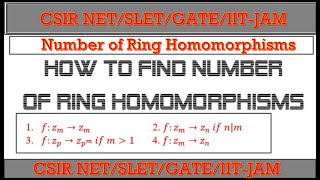 How to find number of Ring Homomorphisms in Zm  Abstract Algebra  Hindi csirnet gate [upl. by Enomrej735]